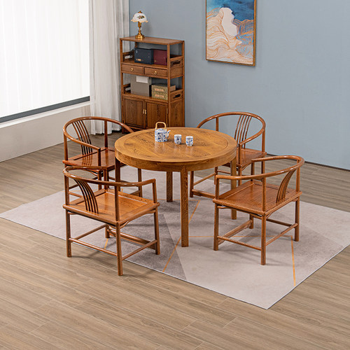 三匠名居鸡翅木新中式圆餐桌