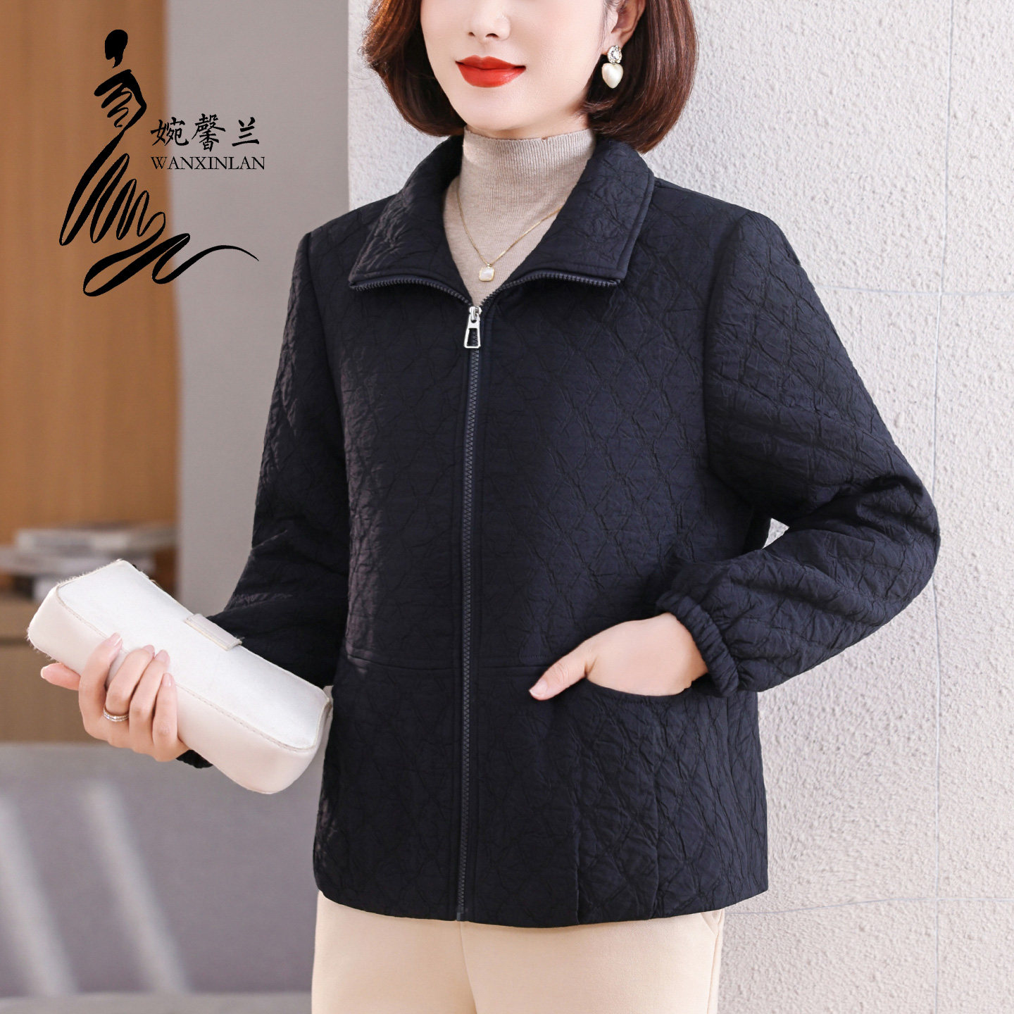 妈妈装秋冬薄棉服保暖时尚