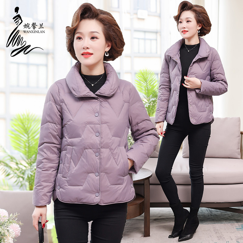 中年妈妈羽绒服冬装短款保暖外套