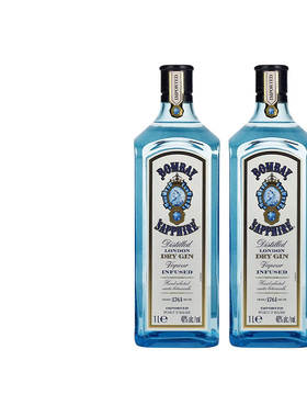 Bombay 孟买蓝宝石金酒1000ML双瓶原瓶进口洋酒Gin金汤力调酒基酒