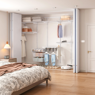 威能金属衣柜开放式 转角衣帽间砌墙储物间定制框架货架衣柜 步入式