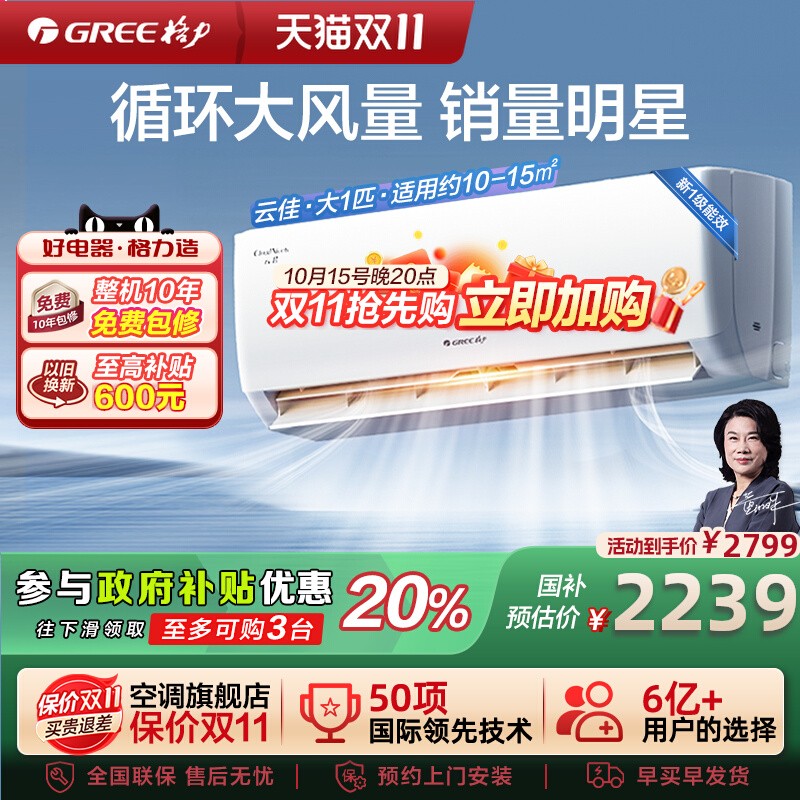 格力1级空调新能效变频冷暖挂机