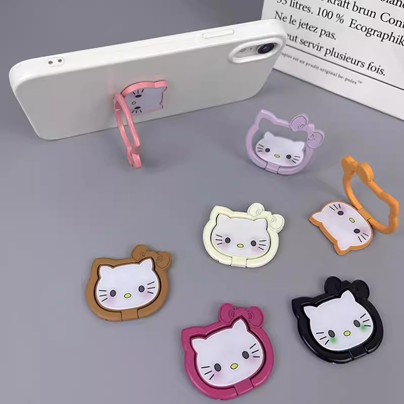 可爱HelloKitty猫金属拉环扣圈创意手机指环扣支架桌面通用后背贴