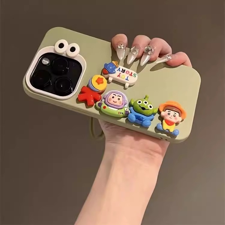 绿底巴斯光年适用苹果16promax手机壳iPhone15pro新款16plus高级感13卡通12网红11女xr挂绳xs硅胶防摔保护套
