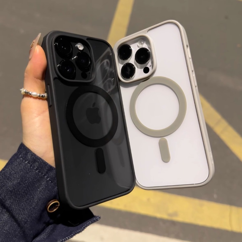 磁吸无线充适用苹果15promax手机壳iphone13/14plus新款简约透明保护壳12亚克力不发黄11硅胶防摔XR硬壳mini