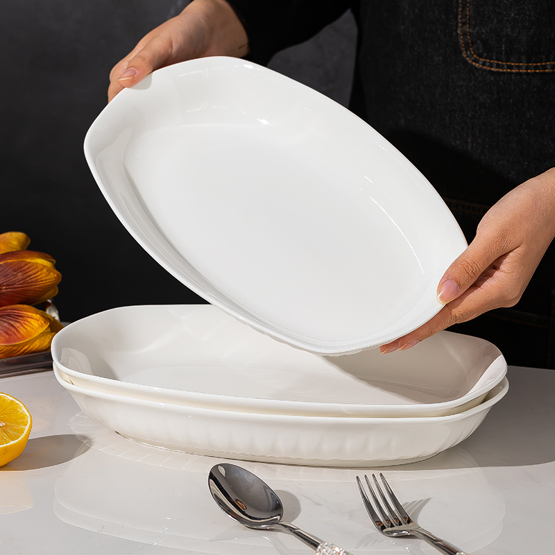 简约浮雕耐高温蒸鱼盘子