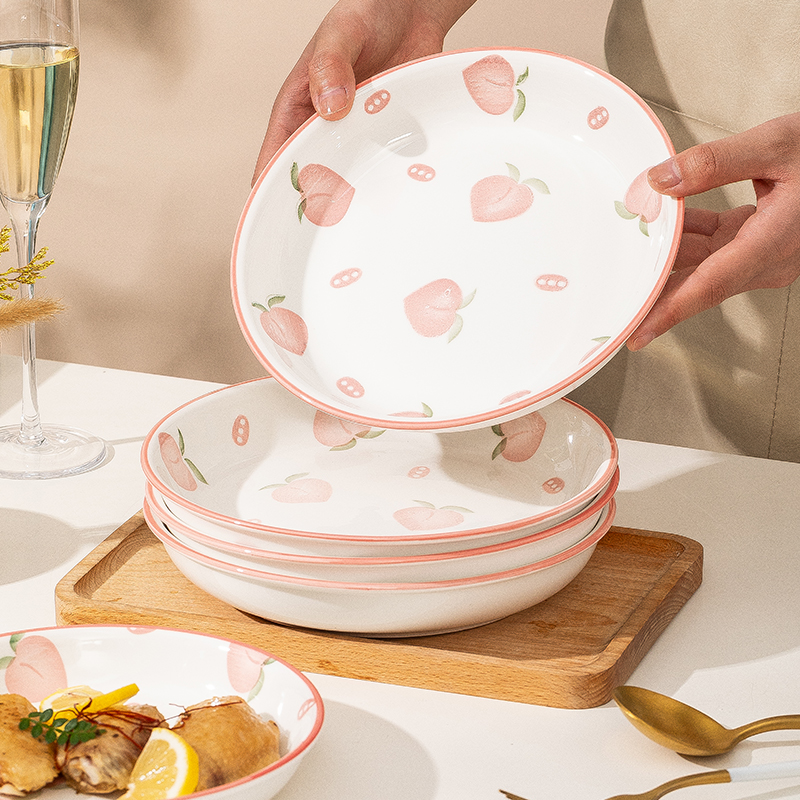 田园风可爱桃子家用饭盘