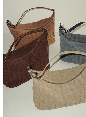 Abbott Vintage【编织便当包】复古小众磨砂牛皮枕头包单肩斜挎女