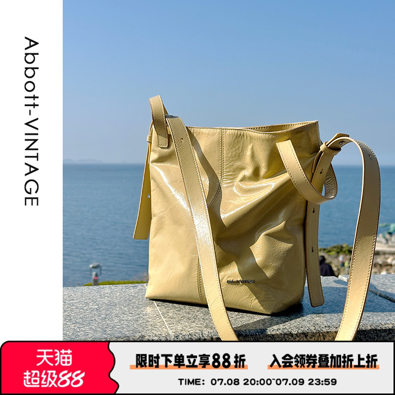 Abbott Vintage【耳朵包】油蜡牛皮大容量托特包手提斜挎包女包新