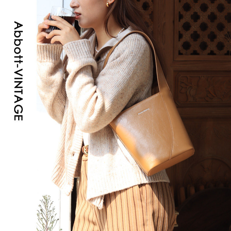 【6折清仓】【薯条包】原创牛皮简约单肩手提托特包复古秋冬