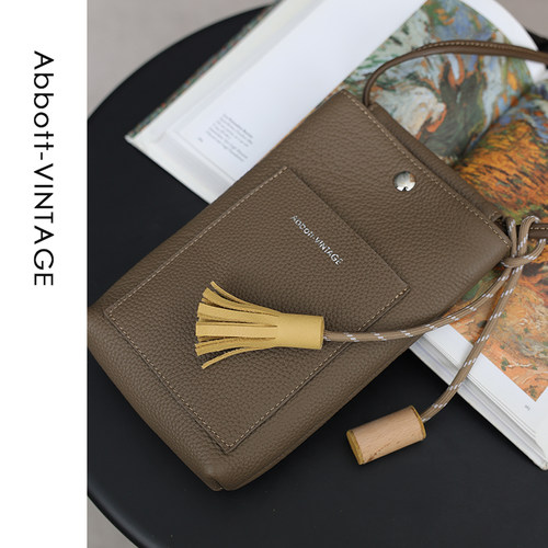 Abbott Vintage【Togo纹手机包】简约休闲手机包头层牛皮单肩斜挎