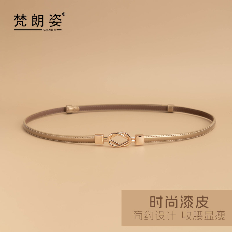 简约环扣真皮细腰带女装饰连衣裙腰带/皮带/腰链