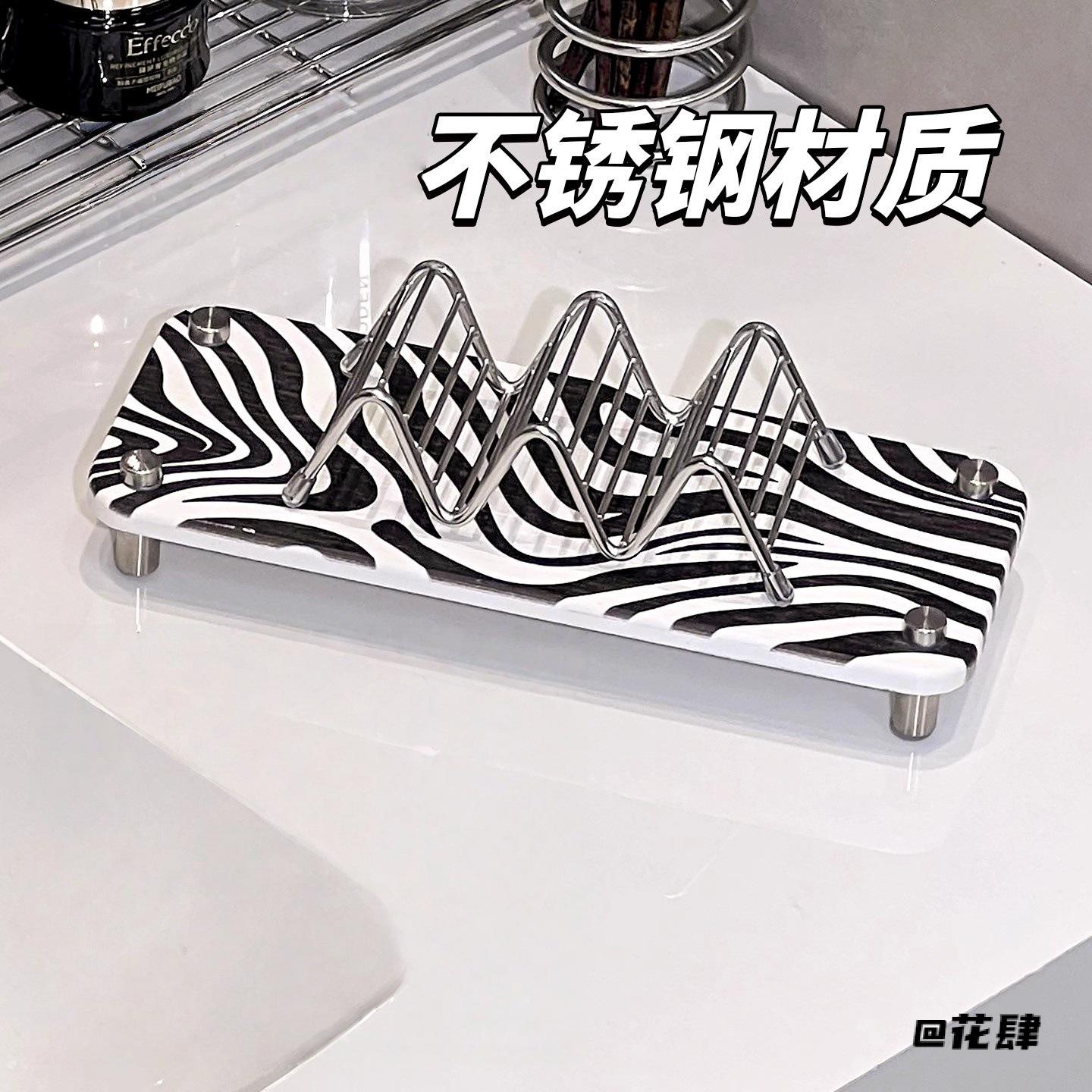 纯色不锈钢置物架浴室肥皂托多用途ins风粉扑w型收纳架宿舍