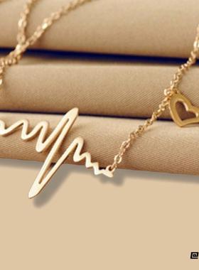 时尚简约设计感精致心跳百搭创意项链心电图韩版高级感女学生短款