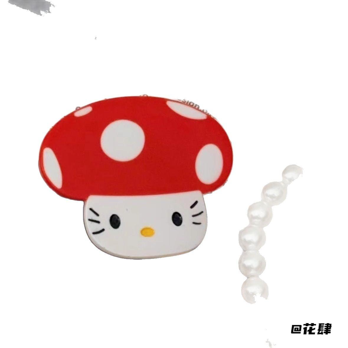 少女心红蘑菇kt猫发夹童趣可爱红色Kitty公主专用卡通日系