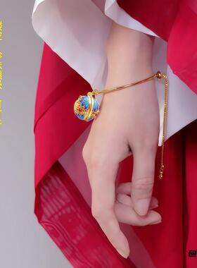 蓝色香囊吊坠 保色古风镂空可打开香囊球吊坠 香丸宫铃饰品配件