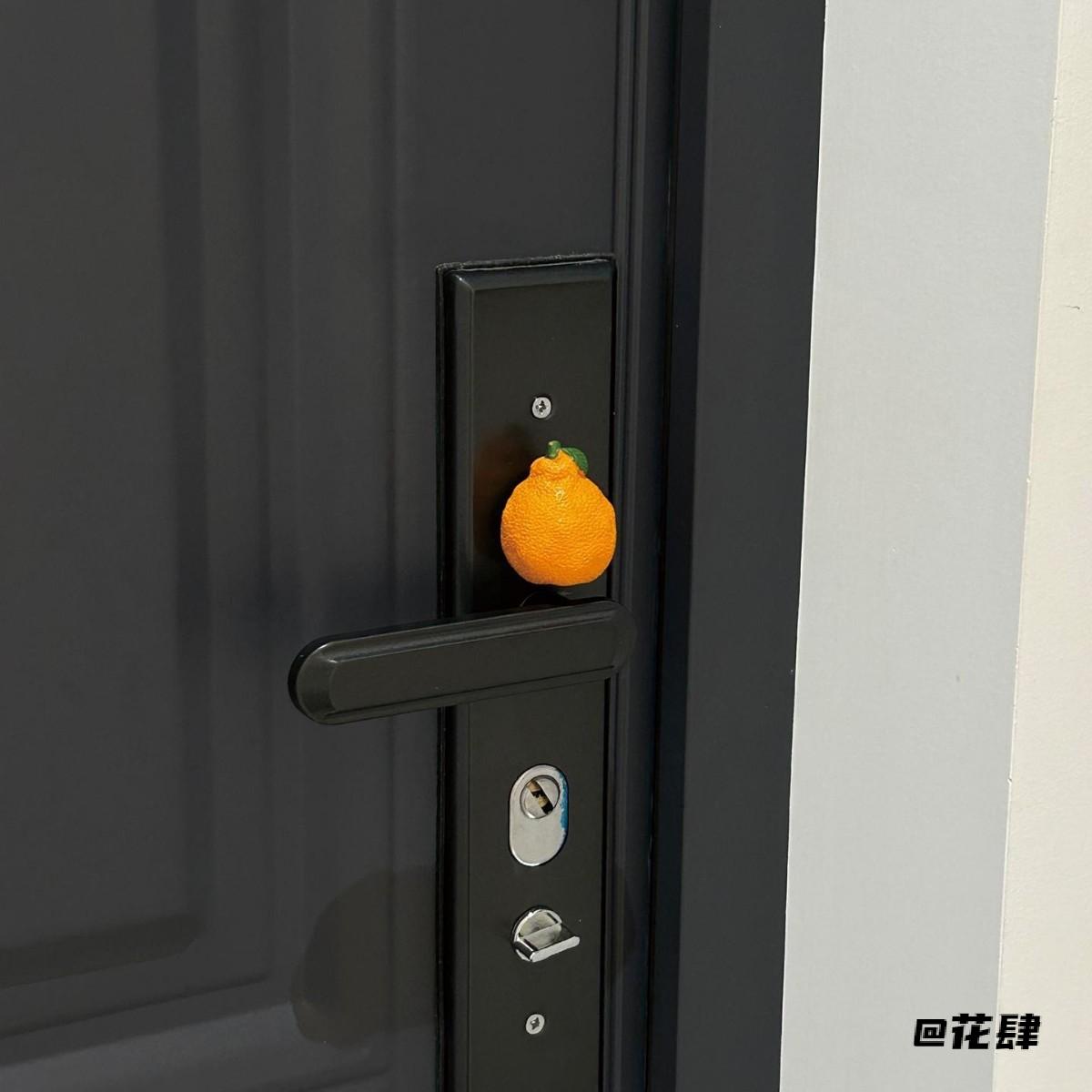 冰箱贴仿真水果装饰摆件玄关新家开门大桔入户门门把手门挂冰箱贴