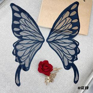 超仙配饰装饰手工花纹欧根纱头饰扑棱蛾子中式贴布网布胸花蝴蝶