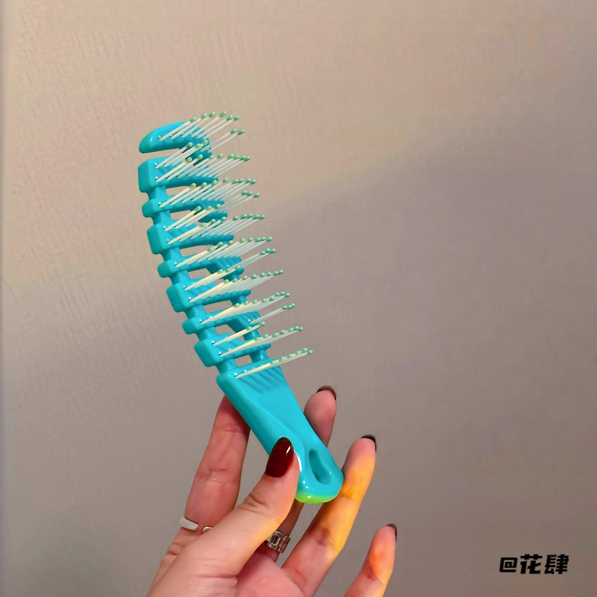 蓬松造型顺发梳子美发梳渐变镂空按摩贴头皮排骨梳卡通干湿两用