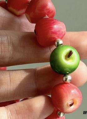 浅秋系本命饰品仿真苹果周边深空周边出游配饰逼真小苹果手串逼真