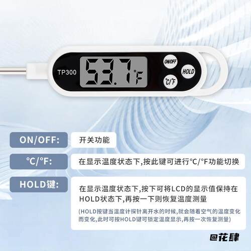 厨房家用温度计水温计高精度食品温度计数显探针TP300笔式