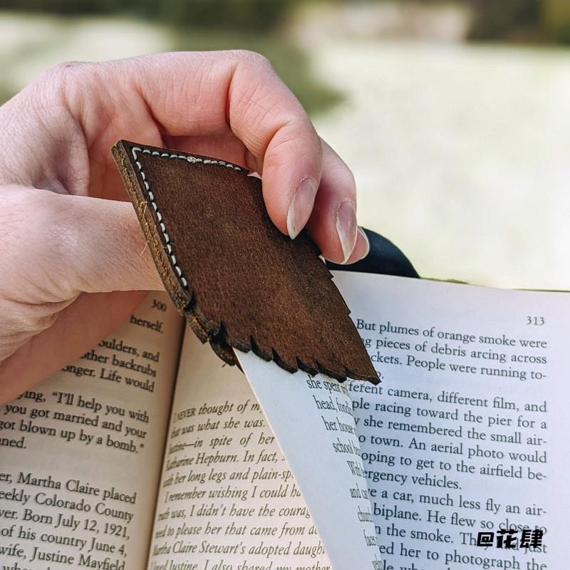 精致小巧书房创意皮质复古边角夹枫叶形书签家用隔页夹高颜值阅读