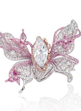 925银镀金戒指高碳钻AnnaHu向太蝴蝶三戴款高级珠宝首饰女生锆石