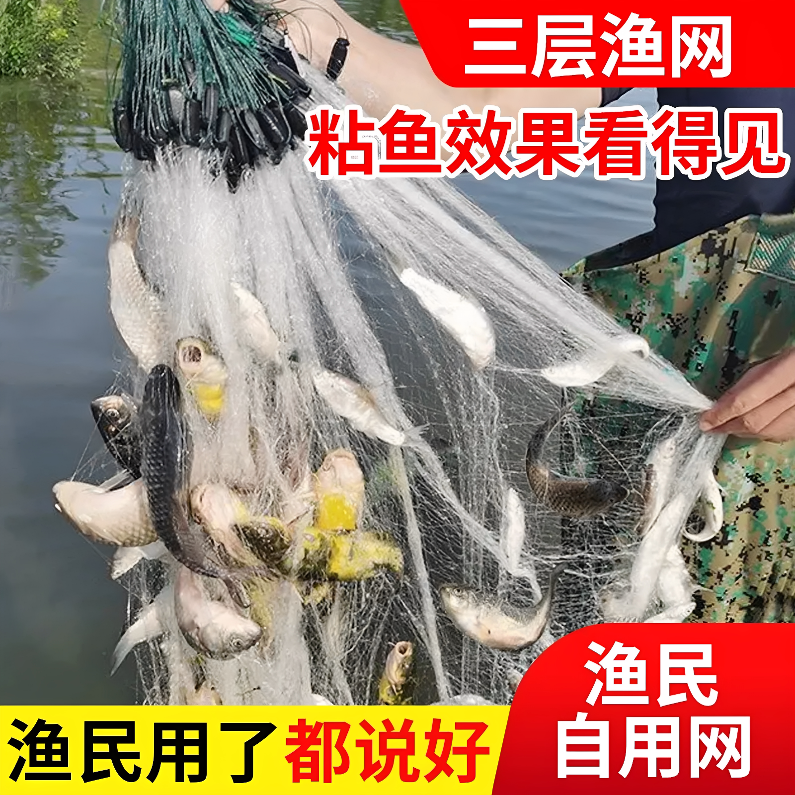 餐条鱼网丝网浮网挂网捕鱼鲫鱼鲢鱼白条翘嘴网沉网7分眼1指网沾网