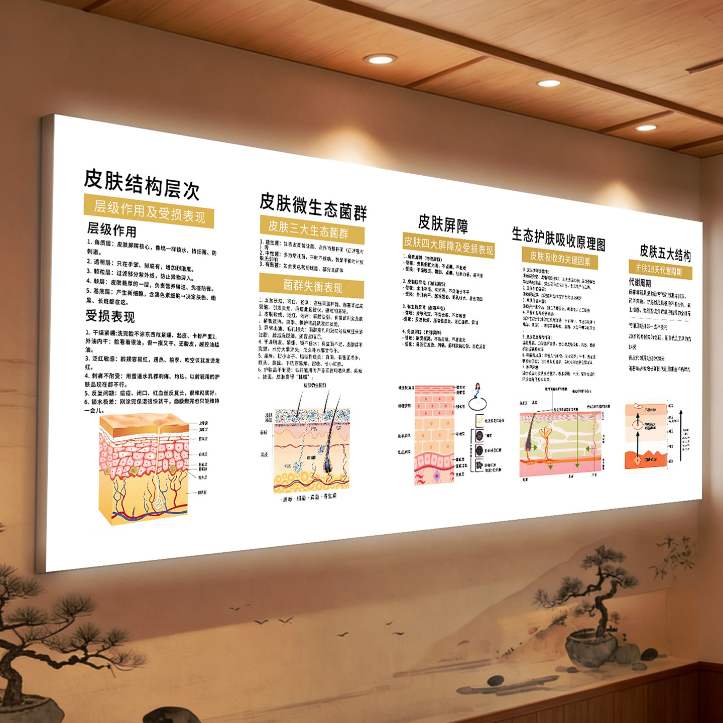 美容院理发店uv软膜灯箱服装美妆工作室公司前台形象墙发光广告牌皮肤灯箱成品铝UV软膜黑色宣传展板提示牌