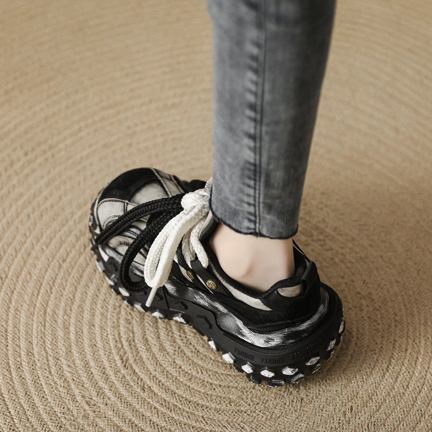 今年流行欧货擦色复古松糕厚底老爹鞋女款2025春季新款小个子女鞋,女鞋,时尚休闲鞋,淘宝优惠券,粉丝福利购,淘宝优惠卷