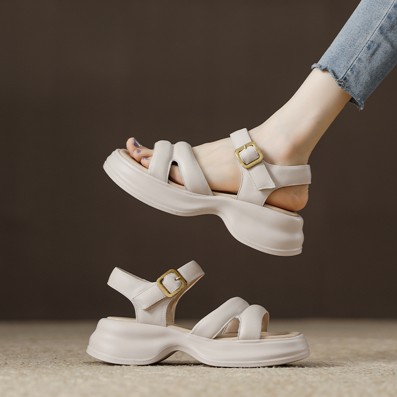 增高头层牛皮女士凉鞋送运费险