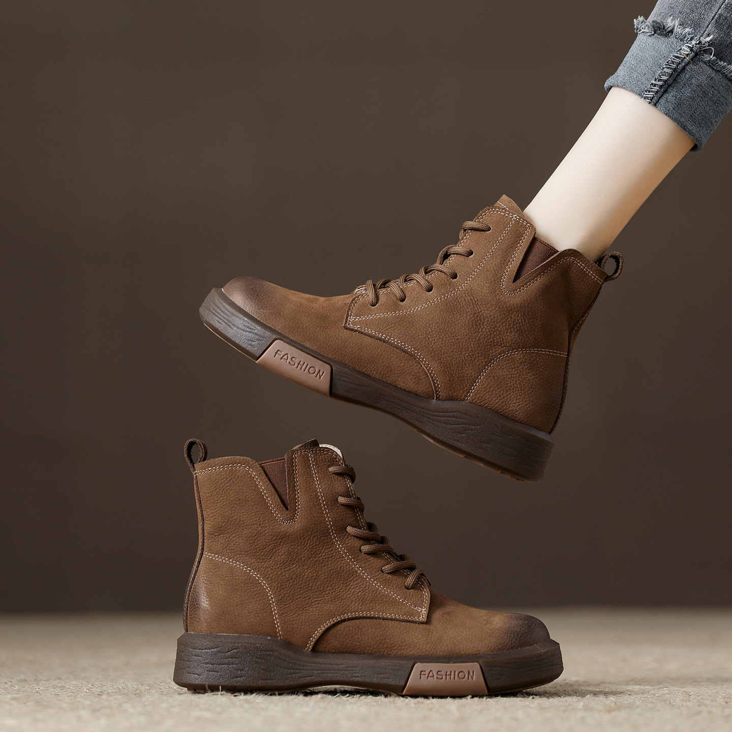 复古高帮马丁靴靴女2025秋季新款英伦风短靴真皮头层牛皮休闲板鞋,女鞋,烟筒靴,淘宝优惠券,粉丝福利购,淘宝优惠卷