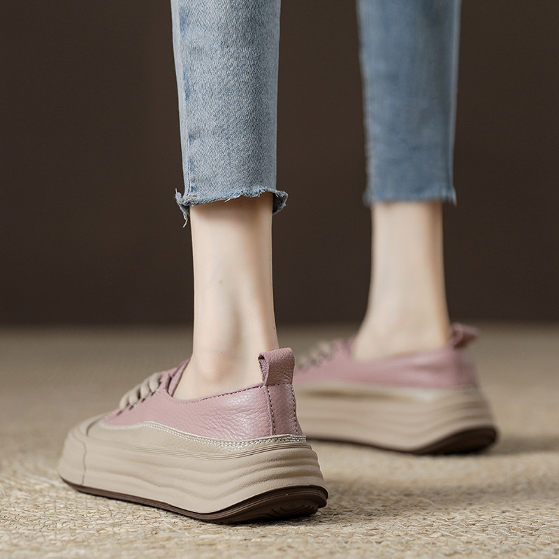 真皮复古休闲运动板鞋女薄款单鞋2024年春秋新款女鞋软底牛皮单鞋,女鞋,时尚休闲鞋,淘宝优惠券,粉丝福利购,淘宝优惠卷