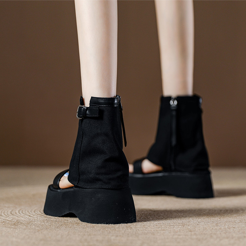 网红爆款超软厚底小个子增高凉鞋2025年夏季新款时装露趾罗马凉靴,女鞋,罗马凉鞋,淘宝优惠券,粉丝福利购,淘宝优惠卷