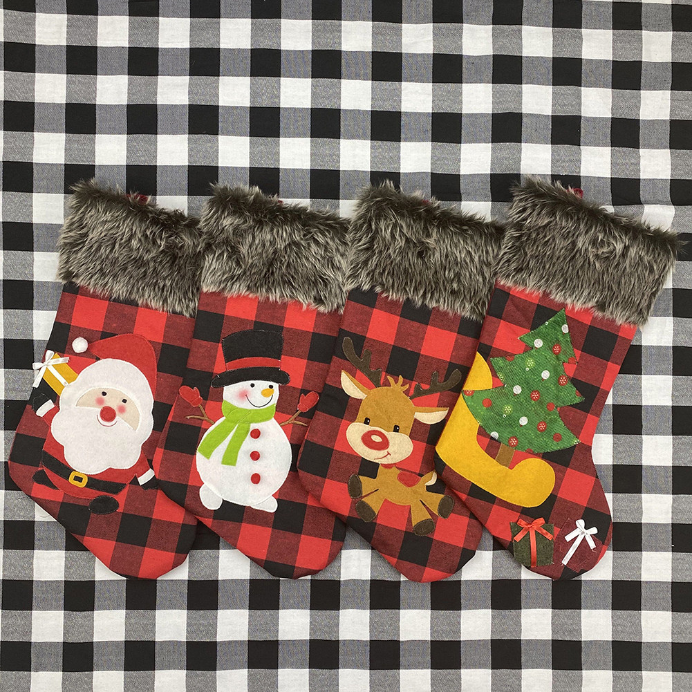 christmas stocking fabric santa claus sock gift kids candy b