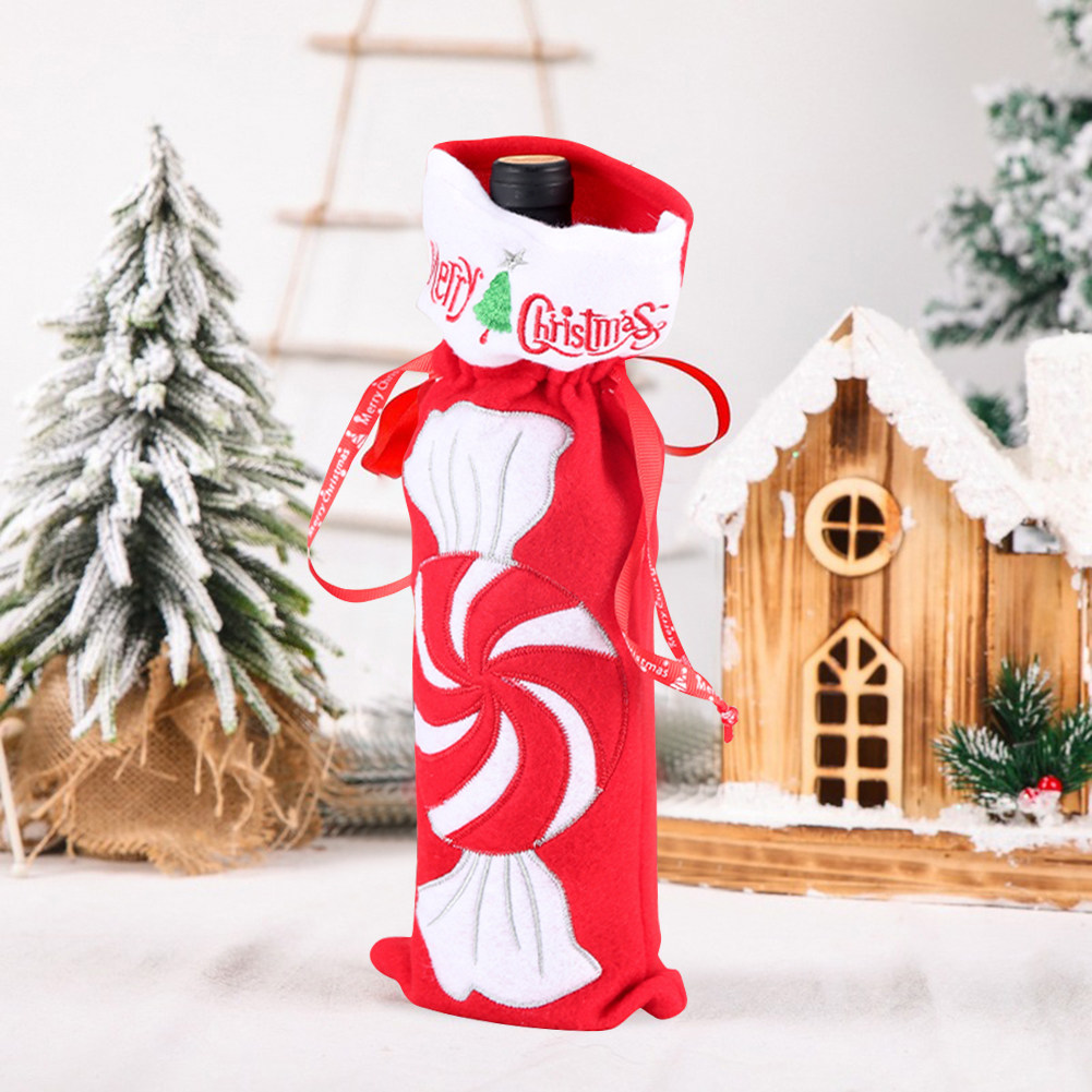 christmas candy bags wine bottle cover stocking bottle gift