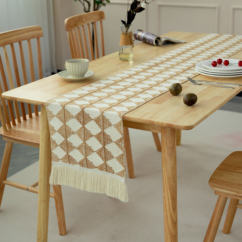 北欧风棉麻桌旗美式桌布现代简约轻奢高级感餐桌ins桌巾长条盖布