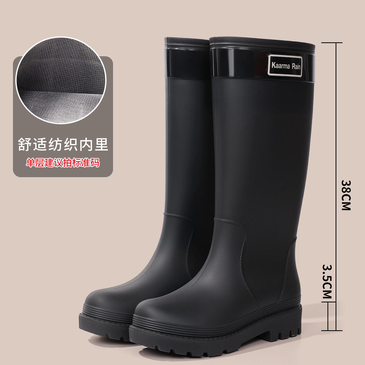 日韩成人时尚高筒雨鞋女水靴加绒防水防滑外穿雪地靴跨境