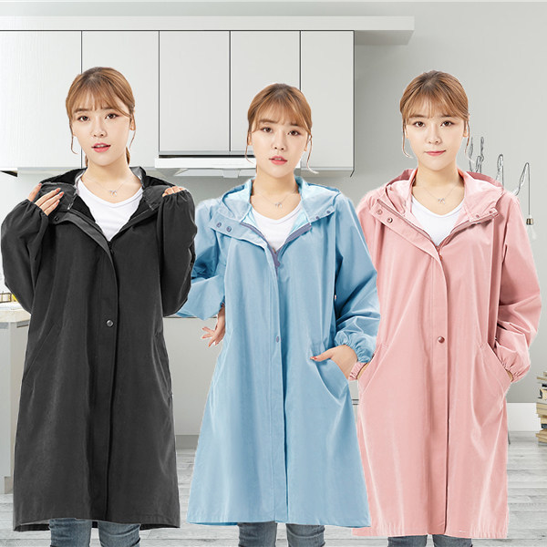 韩版时尚拉链罩衣纯色防尘防污围裙家用厨房做饭外套加长女工作服,家庭/个人清洁工具,围裙,淘宝优惠券,粉丝福利购,淘宝优惠卷