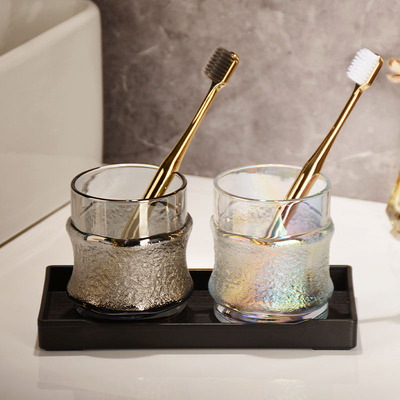 创意轻奢漱口杯情侣家用刷牙杯洗漱杯套装玻璃牙具杯刷牙杯子高档