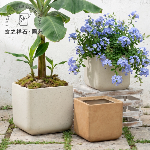 仿石质感方形花盆轻奢高级感