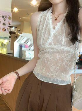 泰式酷辣性感蕾丝挂脖无袖吊带背心女2026夏季新款纯欲风短款上衣