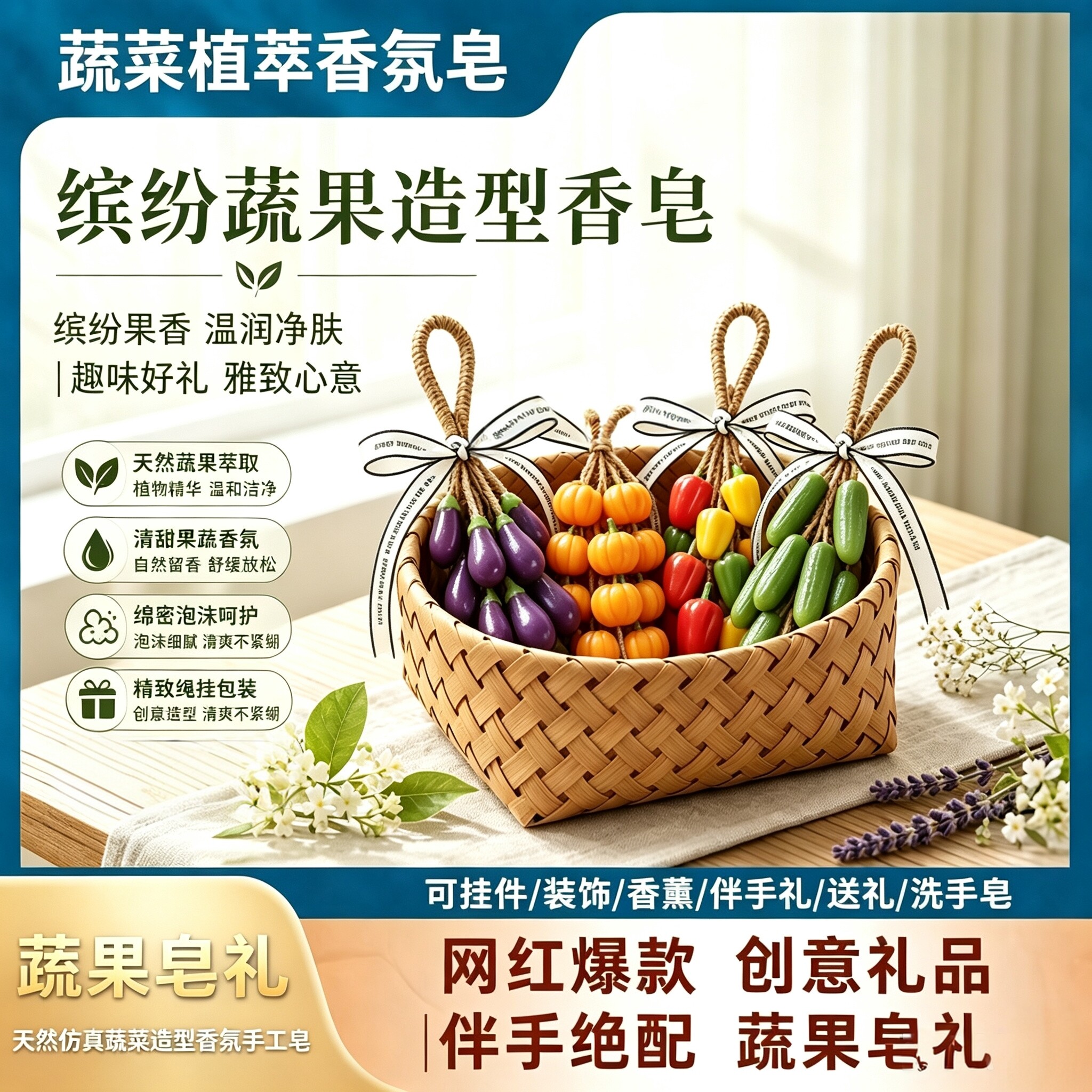 创意蔬菜造型精油葡萄串香皂