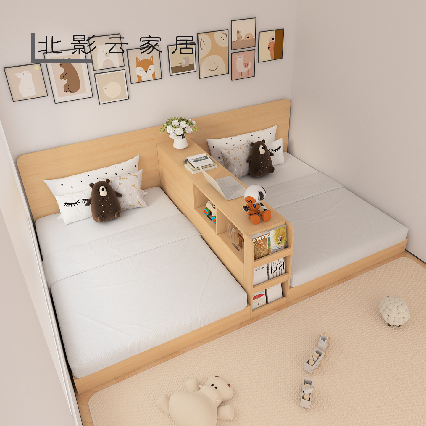 可定制儿童双人床小户型隔断床榻榻米储物床双胞胎互不干扰二胎床