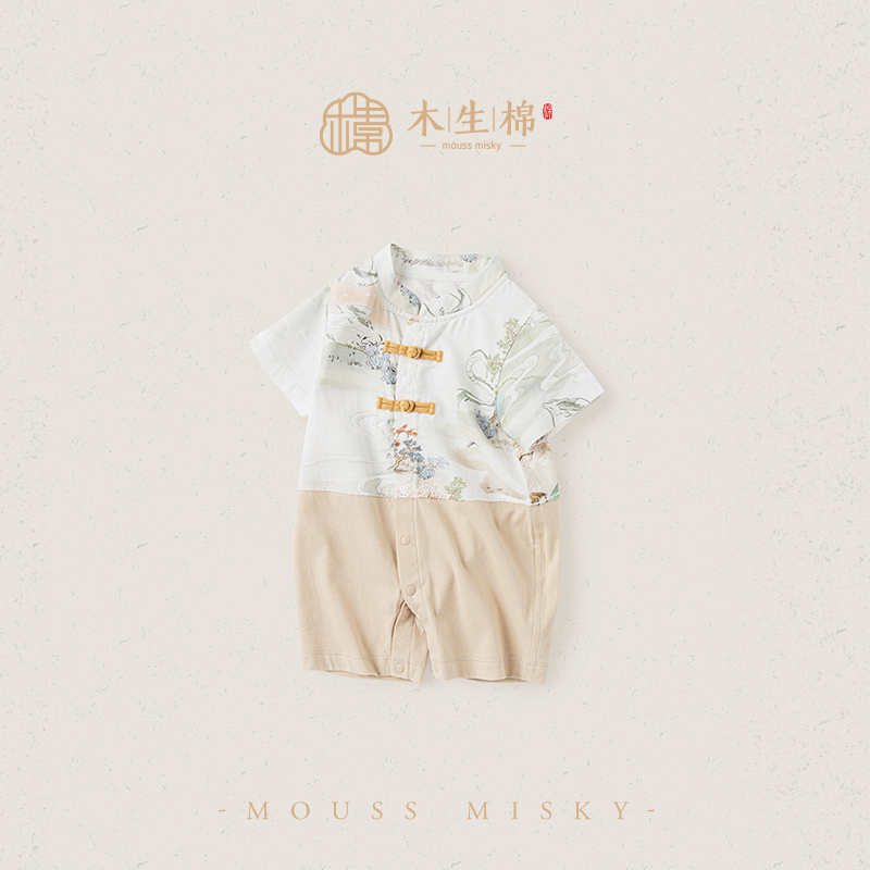 木生棉宝宝国风连体哈衣夏季