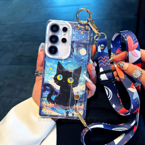 适用于OPPO R11s星空小猫R15标准版软壳R17Pro腕带K12x卡通涂鸦猫咩K9s小众Find X8Pro高级感X7Ultra防摔新款