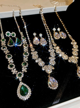 锆石闪钻项链晚礼服配饰生日婚纱新娘高级感轻奢小众颈链锁骨链女