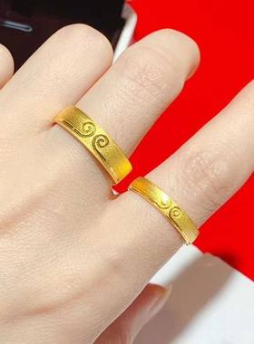 沙金镀黄金色古法金孙悟空大话西游情侣对戒紧箍咒戒指男女开口戒