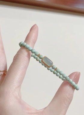 奢香夫人新中式绿色串珠手链女小众高级感复古风手工气质爆款手串