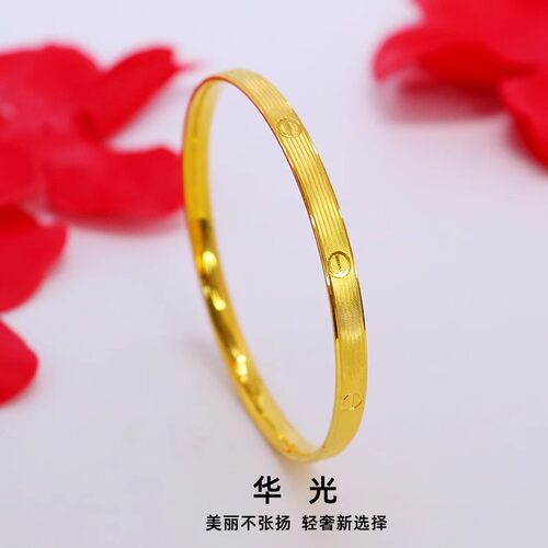 正品越南沙金女款手镯黄金色不掉色小众设计手环仿真简约时尚礼物